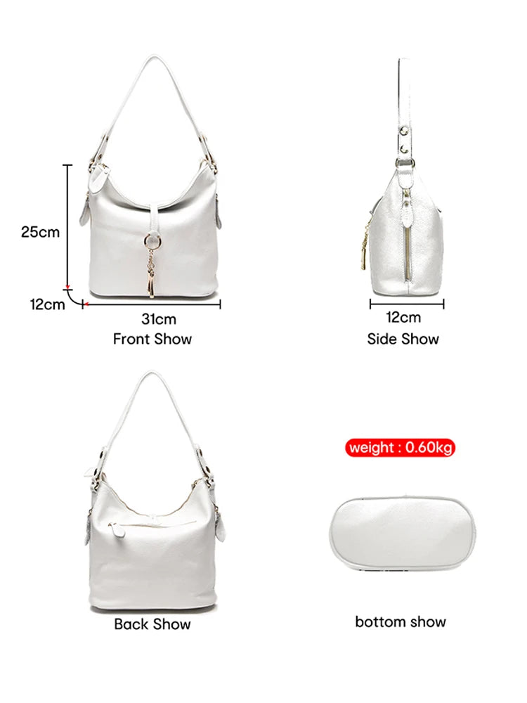 Elegant  Women Shoulder Bag 100% Genuine Leather Hobo Handbag Lady Messenger Bag