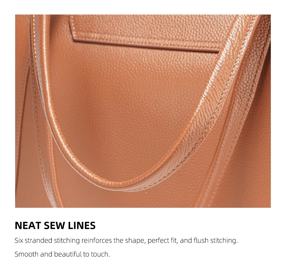 Genuine Leather Women's Tote Handbag Large Shoulder Bag Functional Shopping Bag