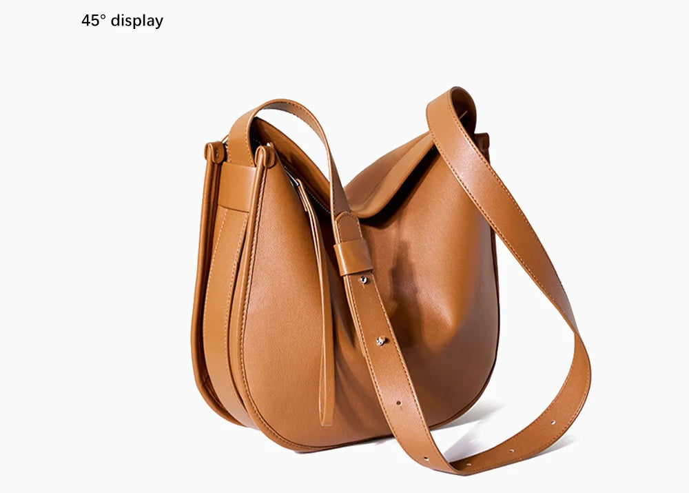 Women's Simple Fashion Designer Messenger Bag Genuine Leather Shoulder
