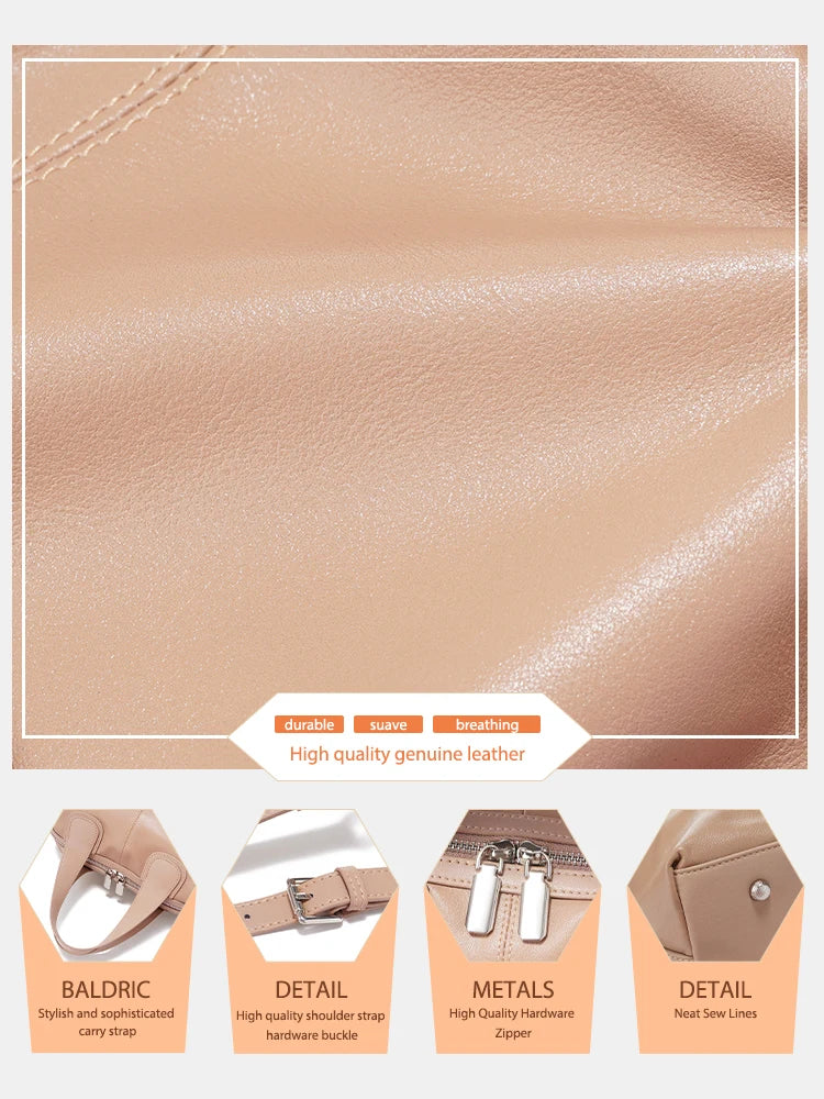 Genuine Leather Top-handle Bag For Women Stylish Boston Bag Shoulder Handbag Bolsa Crossbody