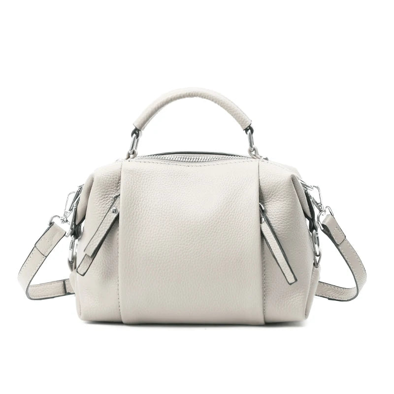 Women's Genuine Leather Bag Simple High Quality Tote Bag Small Vintage Boston Handbag
