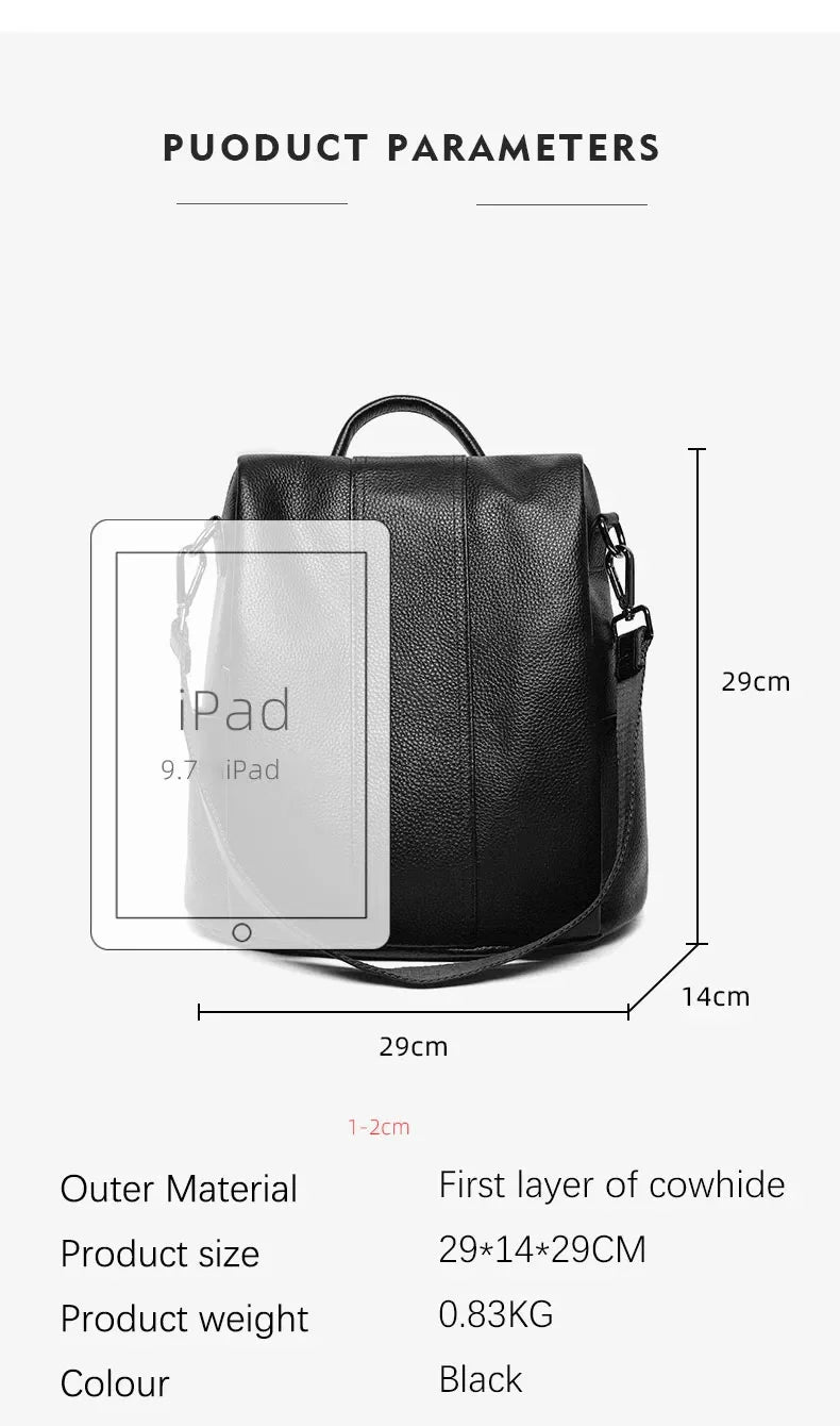 Genuine Leather Women's Backpack Travel Casual Commute Satchel Simple Fashion