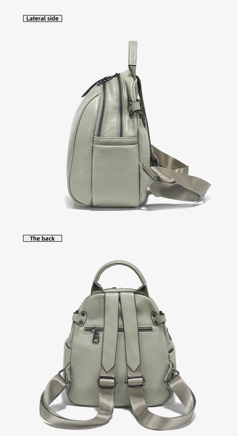 Women's Soft Genuine Leather Travel Backpack Large Capacity Convertible Rucksack