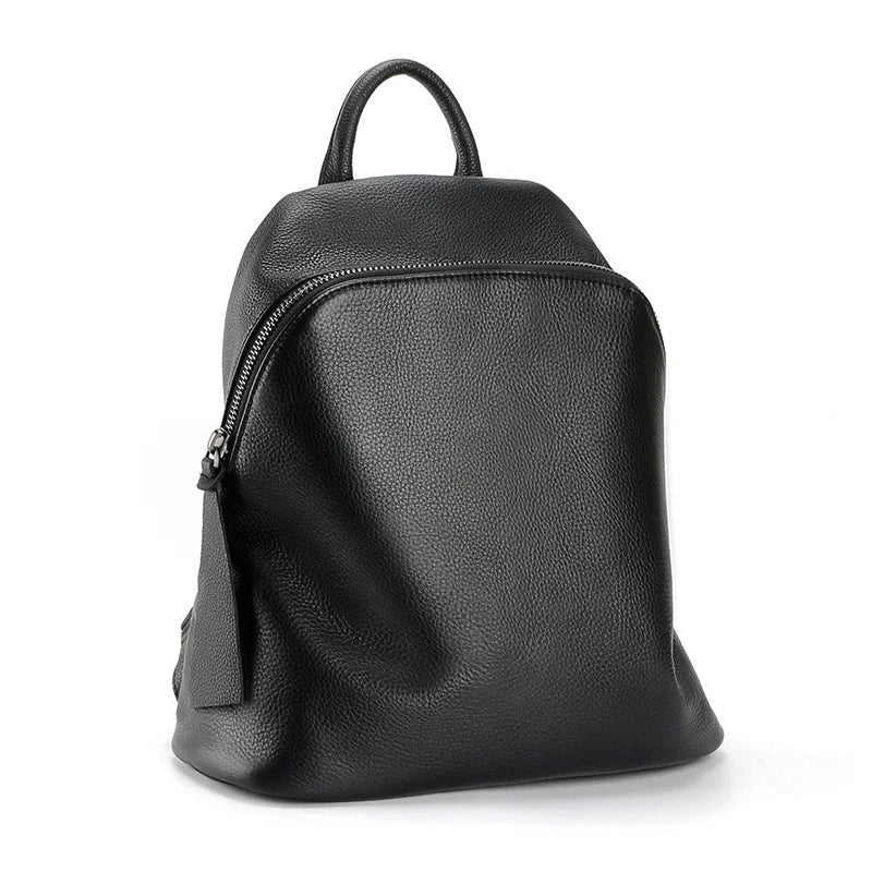 100% Genuine Leather Women Backpack Vintage Solid Large