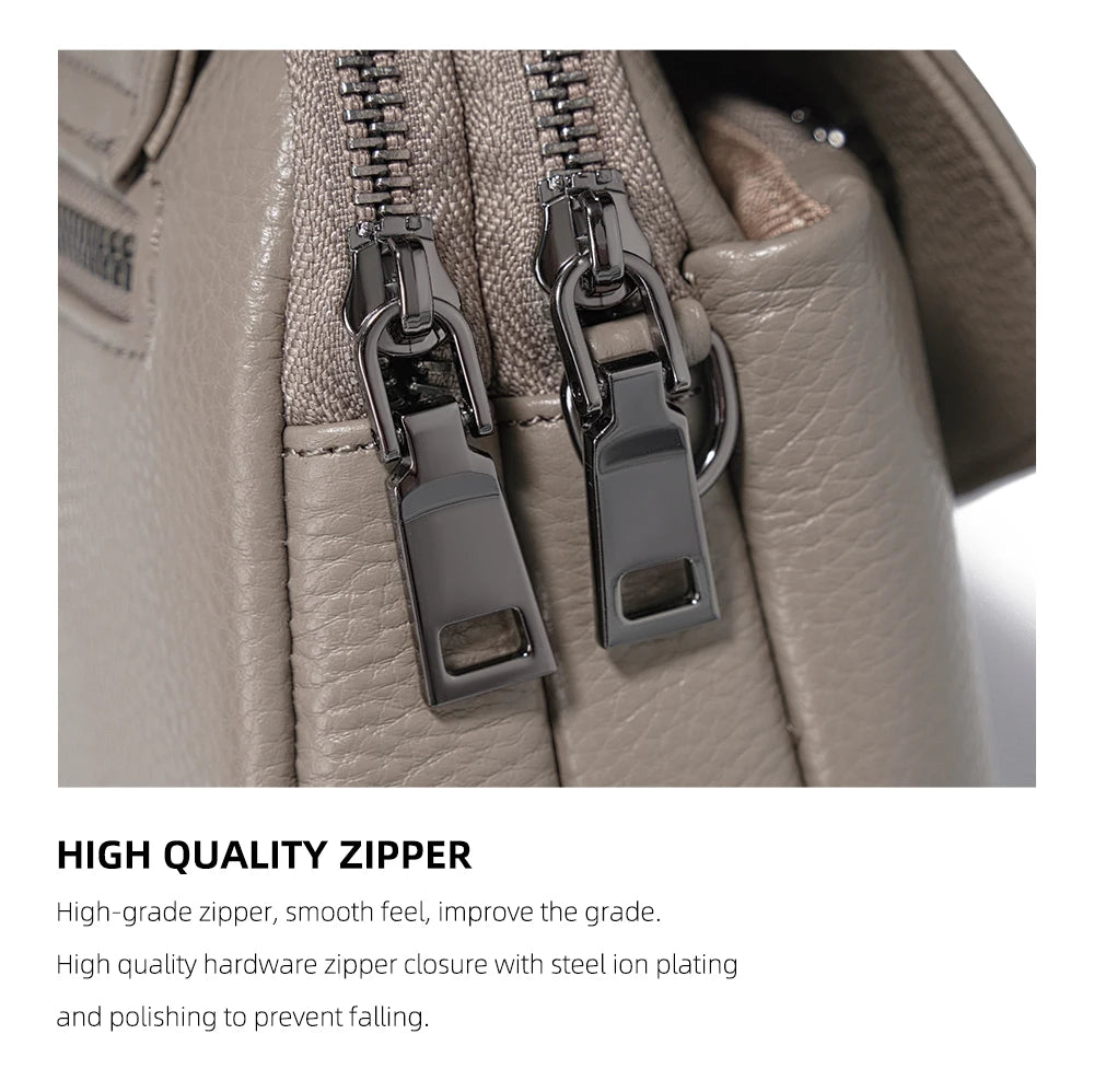 Genuine Cowhide Leather Crossbody for Women Simple Multi-compartment Shoulder Handbag