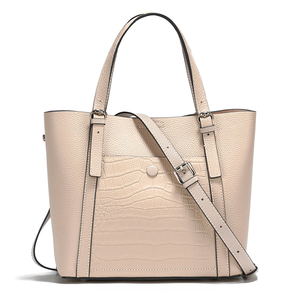 Soft Genuine Leather Women's Tote Bag Handbag Elegant Large Capacity Shopper Bag