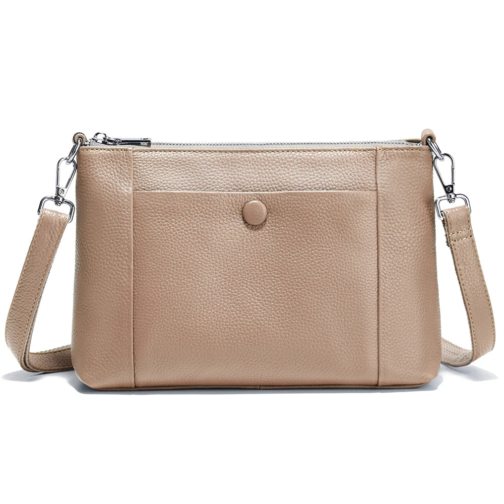Minimalist Women Purse  Spring Shoulder Square Cross Over Bag 100% Genuine Leather