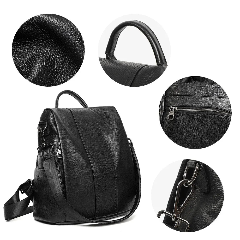 Genuine Leather Women's Backpack Travel Casual Commute Satchel Simple Fashion