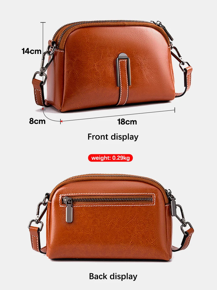100% Oil Wax Top Leather Small Crossbody Bags For Women Fashion Designer Shoulder Bag