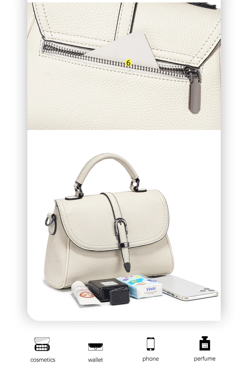 Women's Genuine Leather Top-Handle Bag Simple Fashion Design Luxury Shoulder Crossbody Small Handbag