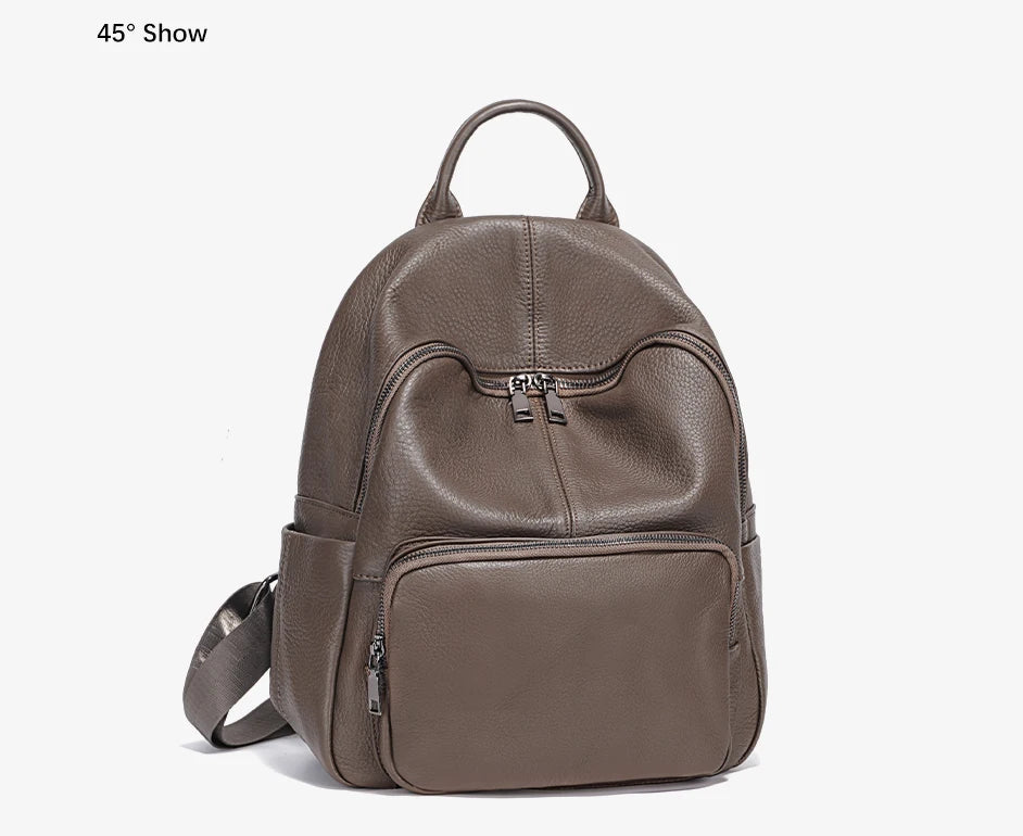 Women Backpack 100% Genuine Leather Ladies Large Capacity Travel Bags