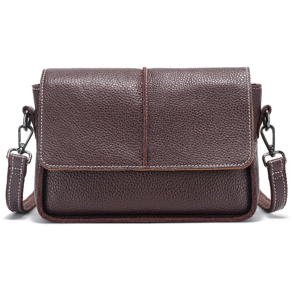 Classic Vintage Leather Crossbody Bag for Women Simple Small Square Bag for Daily