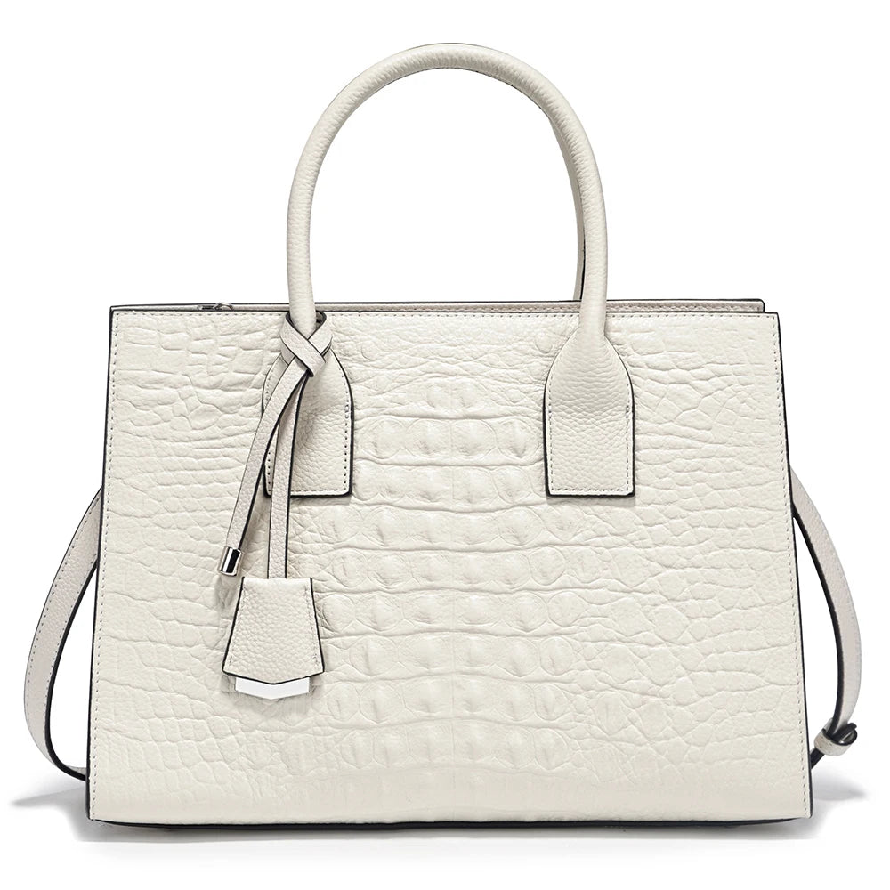 Large Tote Handbag for Women Genuine Leather Cowhide Shoulder Bag with Top Handle Trendy Fashion