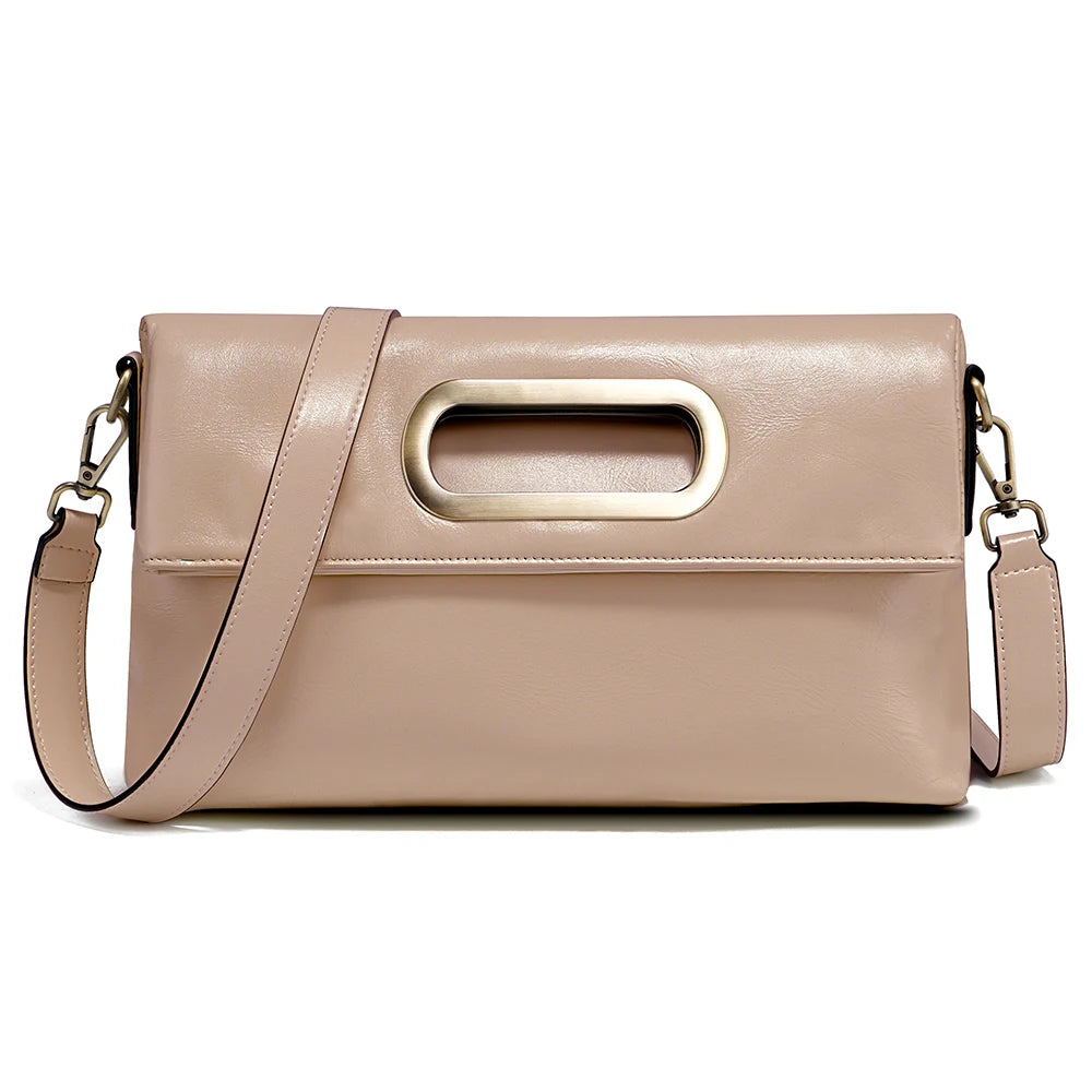 Vintage Genuine Leather Handbag for Women Large Capacity Crossbody Shoulder Bag