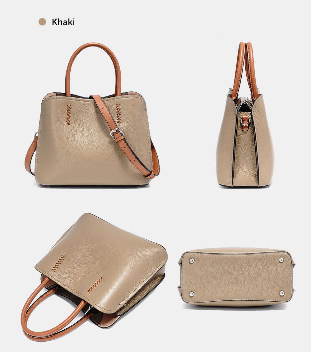 Women's Genuine Leather Shopper Bag Designer Shoulder Bags Handbag Large Bucket Bag Tote Cross