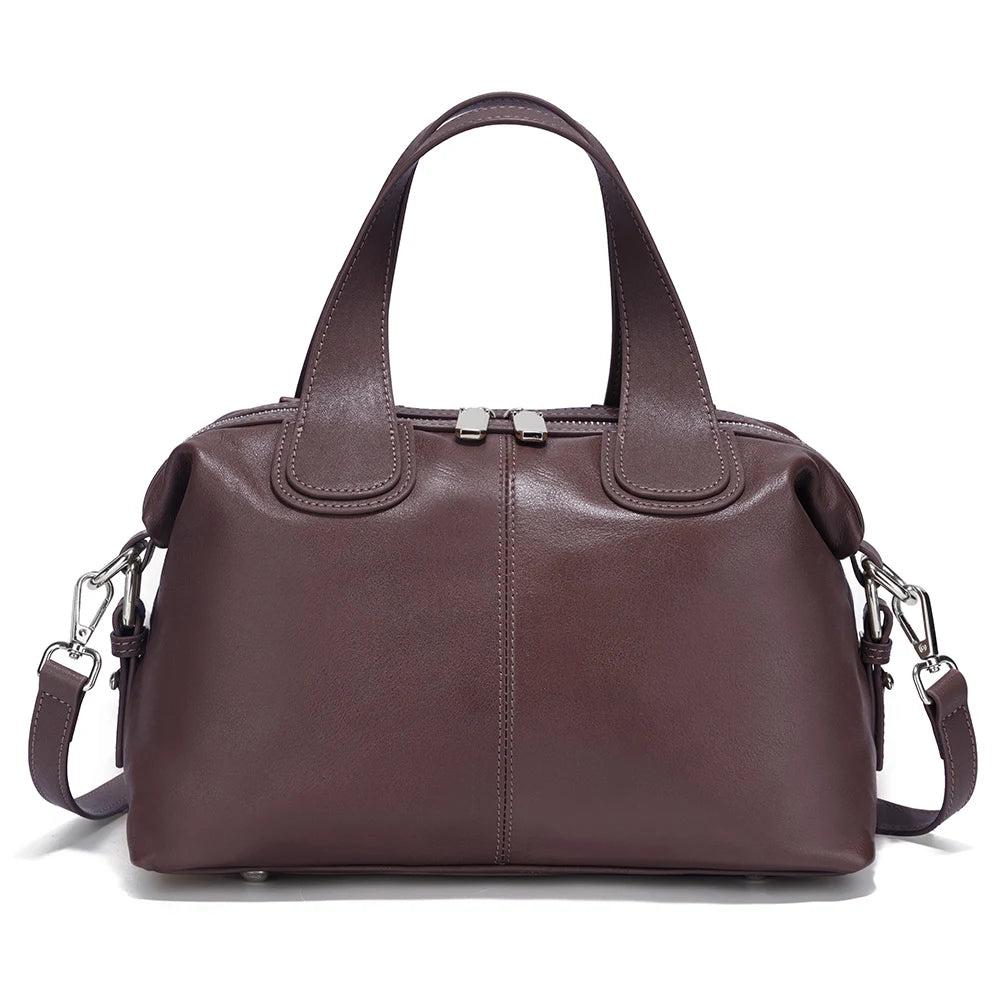 Genuine Leather Top-handle Bag For Women Stylish Boston Bag Shoulder Handbag Bolsa Crossbody