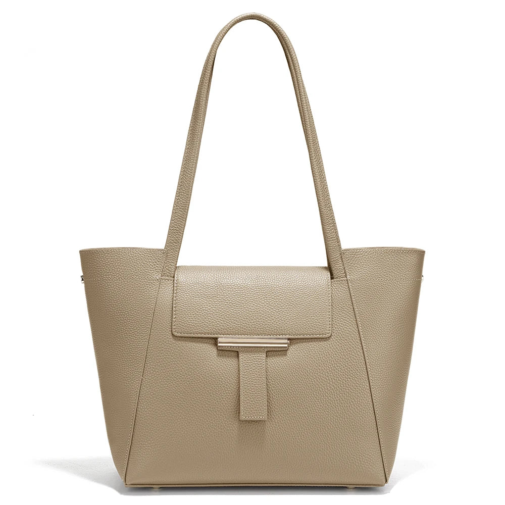 Genuine Leather Women's Tote Handbag Large Shoulder Bag Functional Shopping Bag