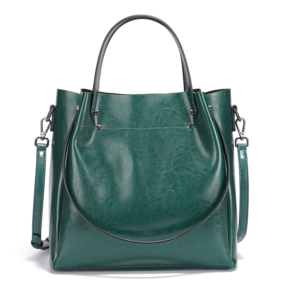 Fashion Large Capacity Women's Handbag 100% Genuine Leather