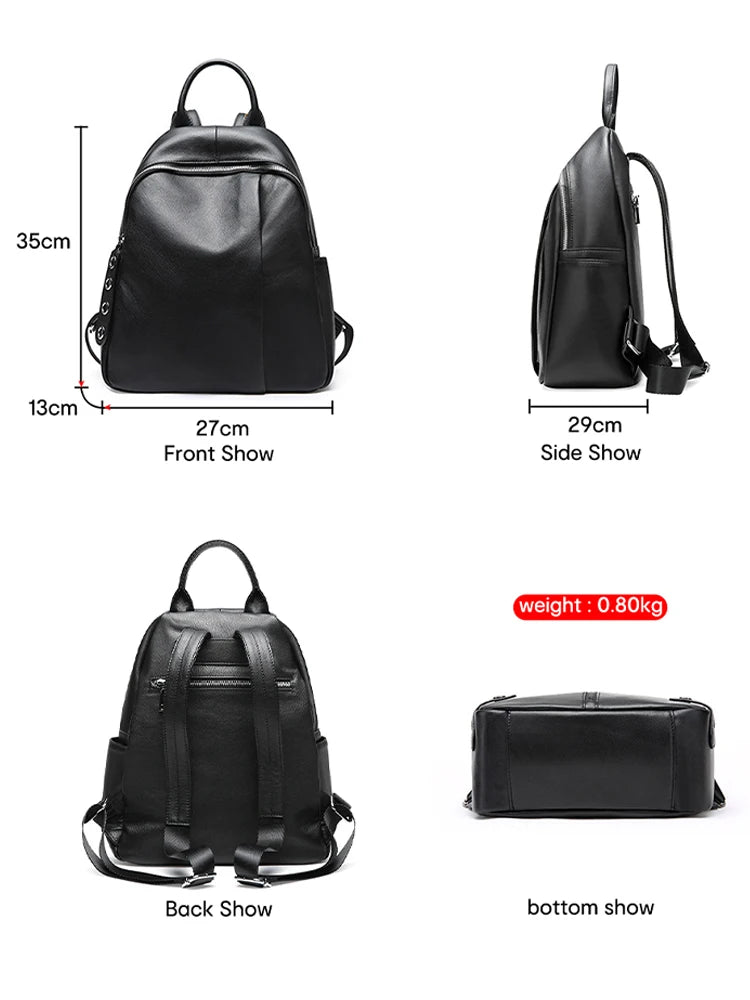 Anti-theft Design Women Backpack 100% Genuine Leather Classic