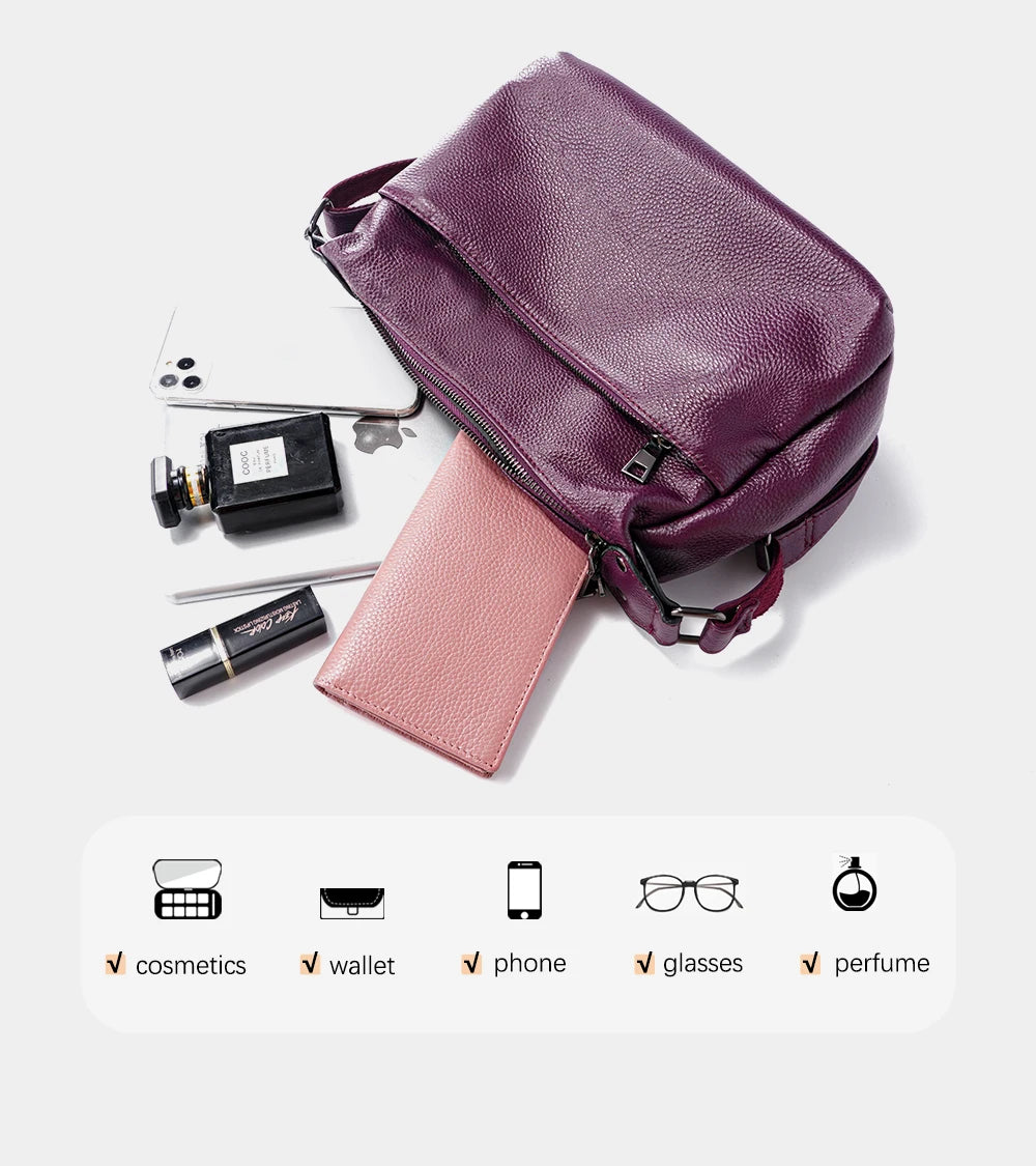 Elegant Genuine Leather Women's Shoulder Bag Trendy Crossbody Messenger Bag
