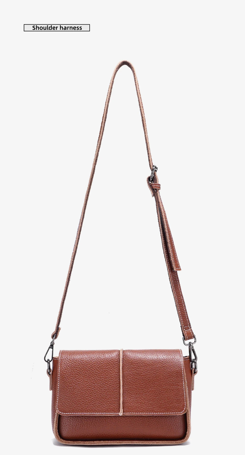 Classic Vintage Leather Crossbody Bag for Women Simple Small Square Bag for Daily