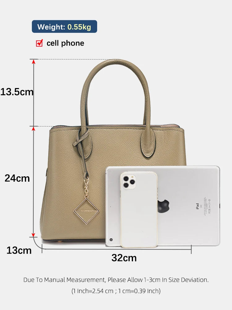 Women's Genuine Leather Satchel Handbag Large Shopper Designer Shoulder Bag Large Cross-body
