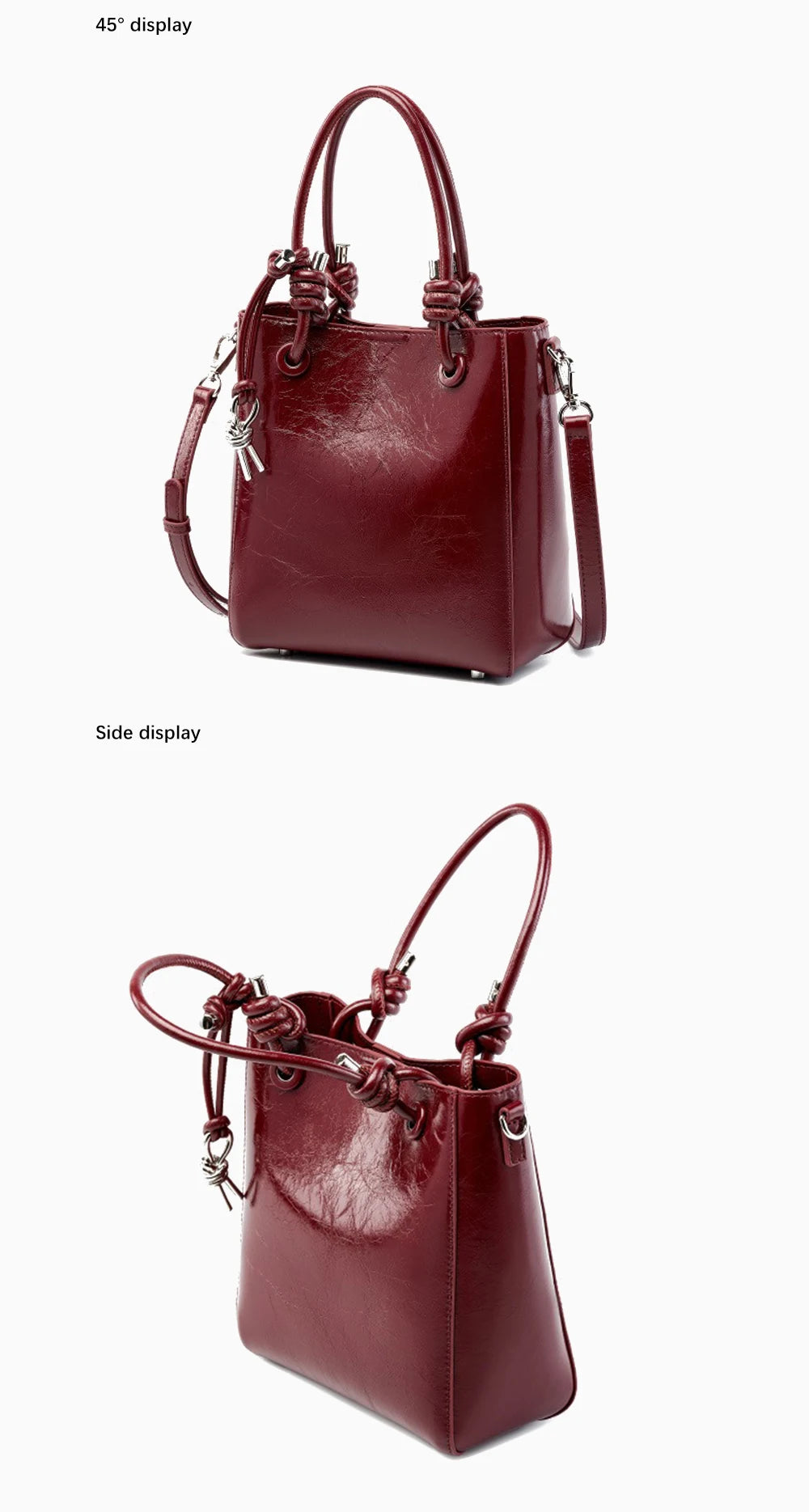 Genuine Leather Shopper Shoulder Bag Bucket Handbag Simple High Quality Women