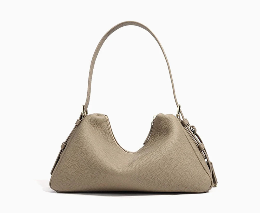 Genuine Leather Satchel Bags For Women Simple Fashion Ladies Underarm Handbag Large