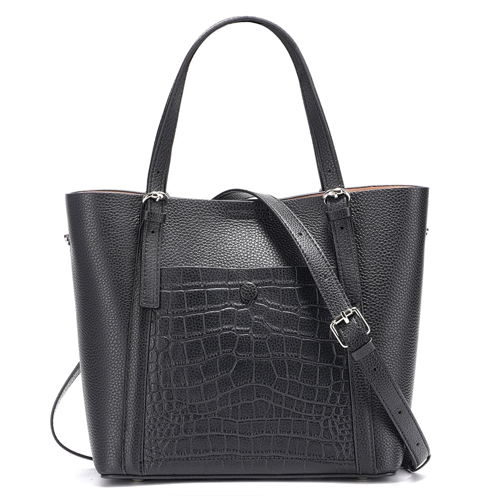 Soft Genuine Leather Women's Tote Bag Handbag Elegant Large Capacity Shopper Bag
