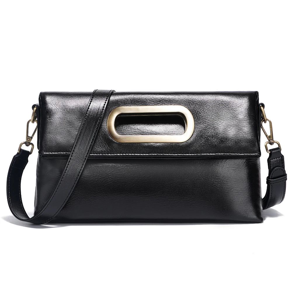 Vintage Genuine Leather Handbag for Women Large Capacity Crossbody Shoulder Bag