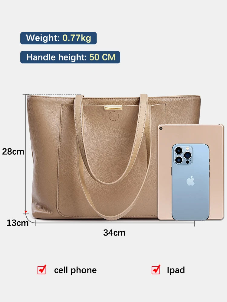 Genuine Leather Women's Tote Handbag Large Shoulder Bag