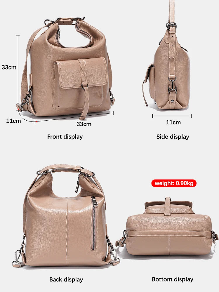 Stylish Women Shoulder Bag 100% Genuine Leather Large Capacity Handbag Multifunction