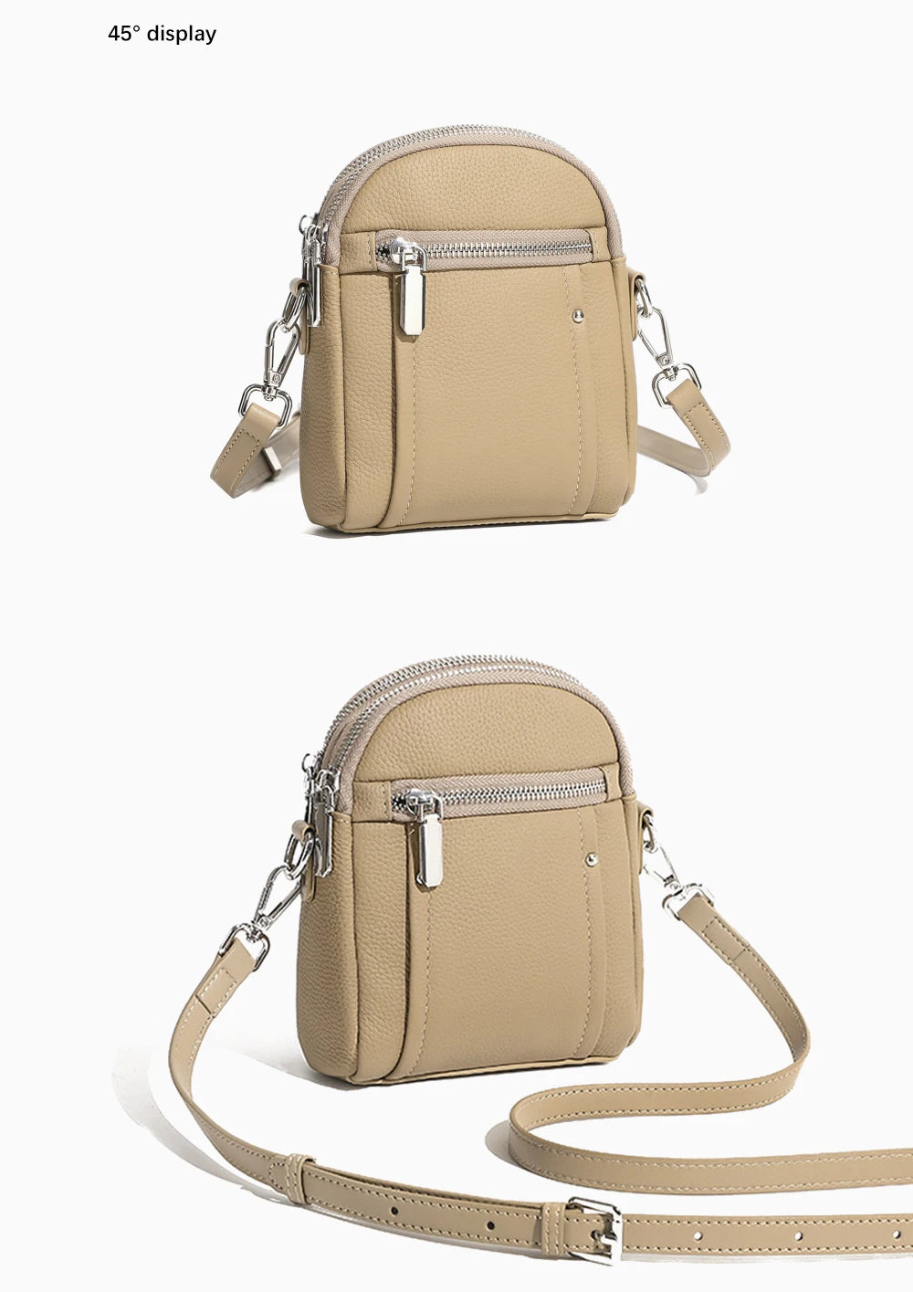 100% Genuine Leather Fashion Women Crossbody Bag Practical Phone Purse Small