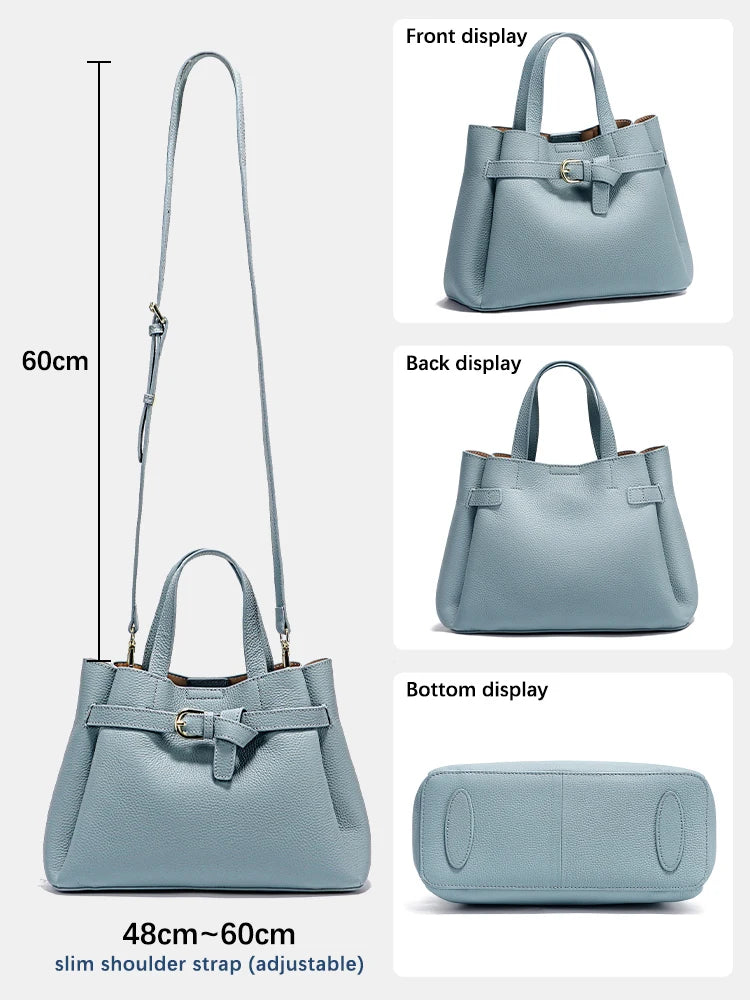 Fashion Genuine Leather Top-handle Bag For Women Luxury Designer Crossbody Bag Zipper