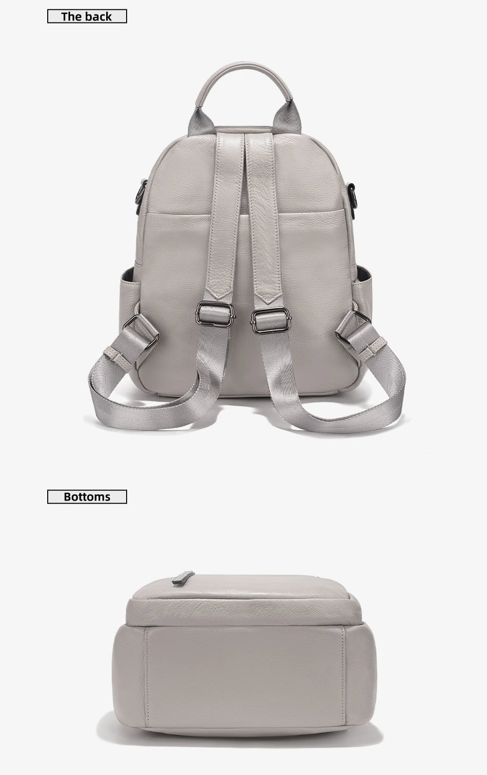 Women's Medium Genuine Leather Backpack with Roomy Zip Pockets for Commute
