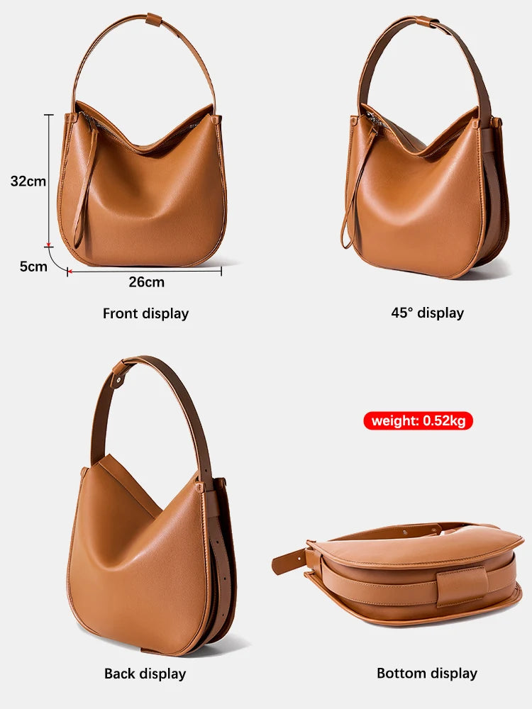 Women's Simple Fashion Designer Messenger Bag Genuine Leather Shoulder