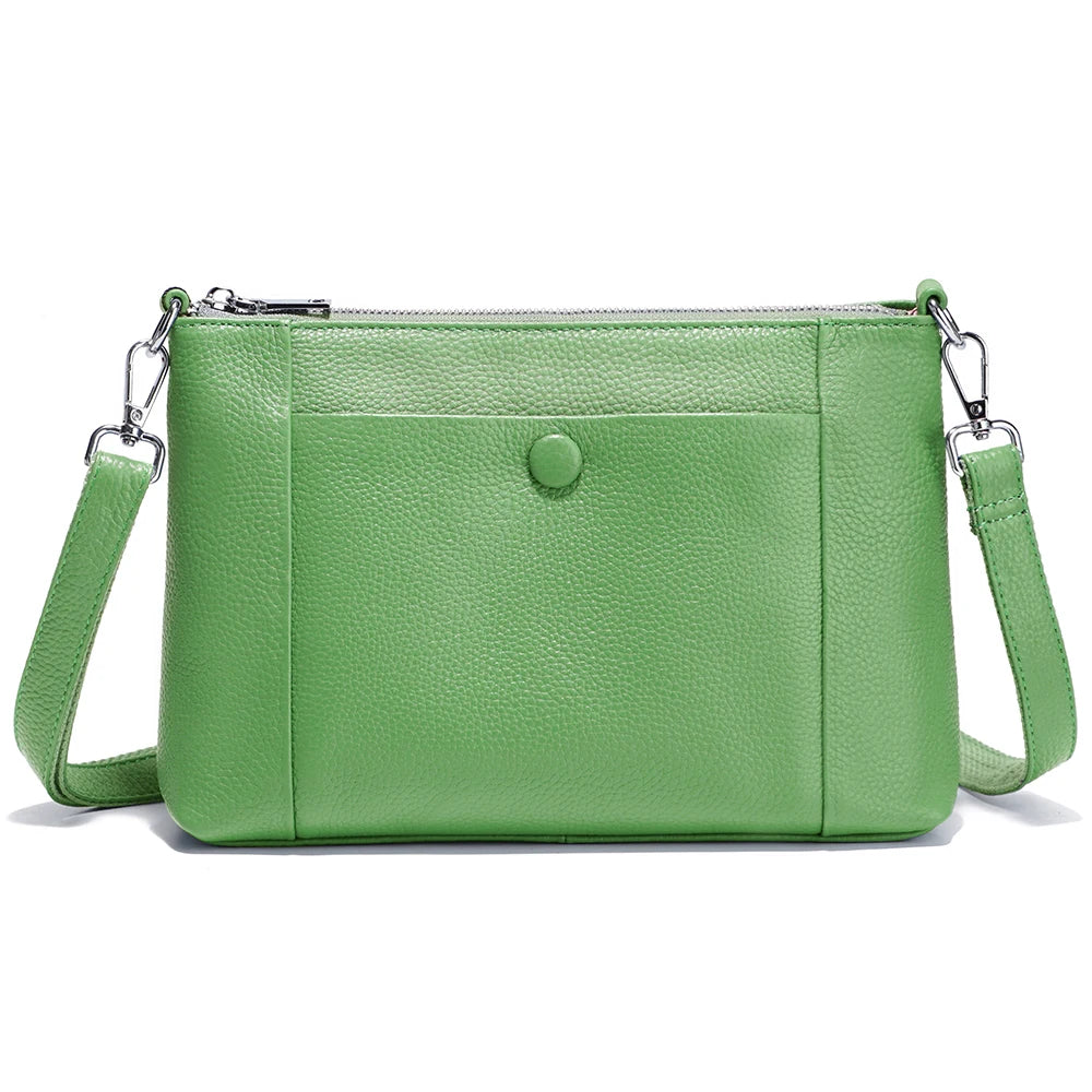 Minimalist Women Purse  Spring Shoulder Square Cross Over Bag 100% Genuine Leather