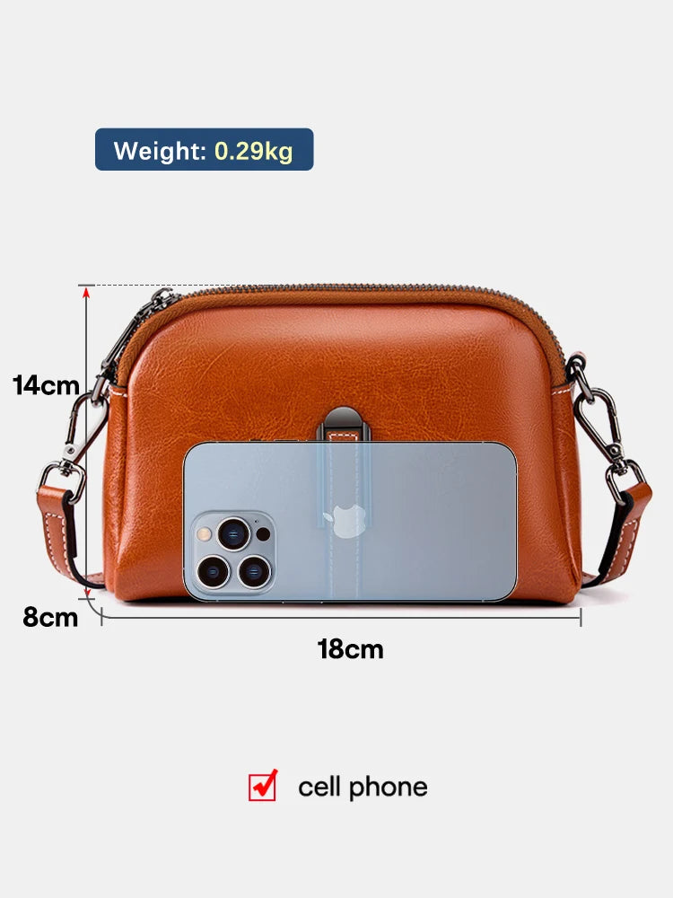 100% Oil Wax Top Leather Small Crossbody Bags For Women Fashion Designer Shoulder Bag