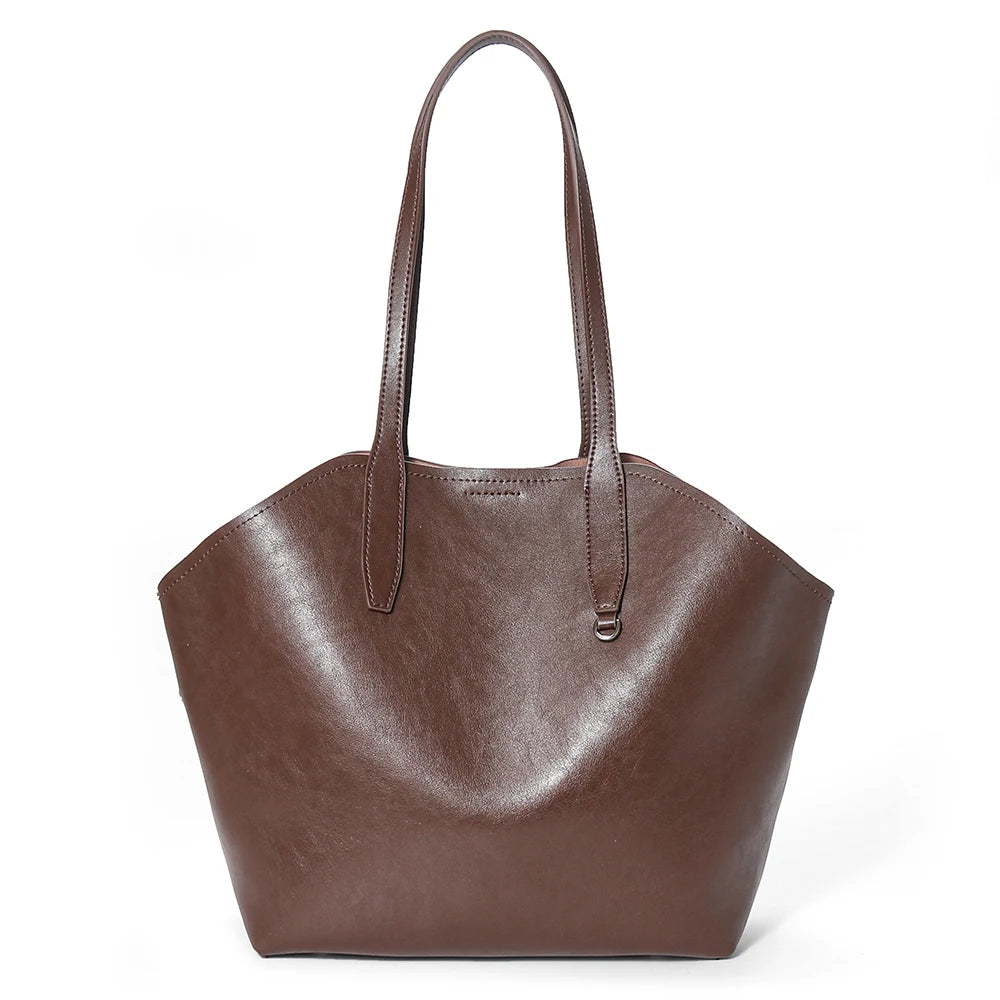 New Retro Women Handbag 100% Genuine Leather Ladies Shoulder Large