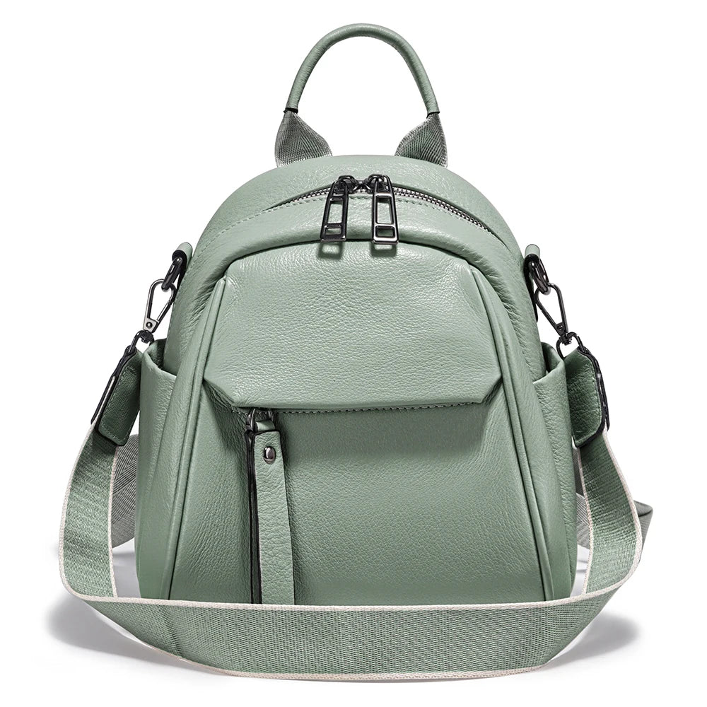 Soft Genuine Leather Women Small Backpack Purse Stylish Travel Rucksack
