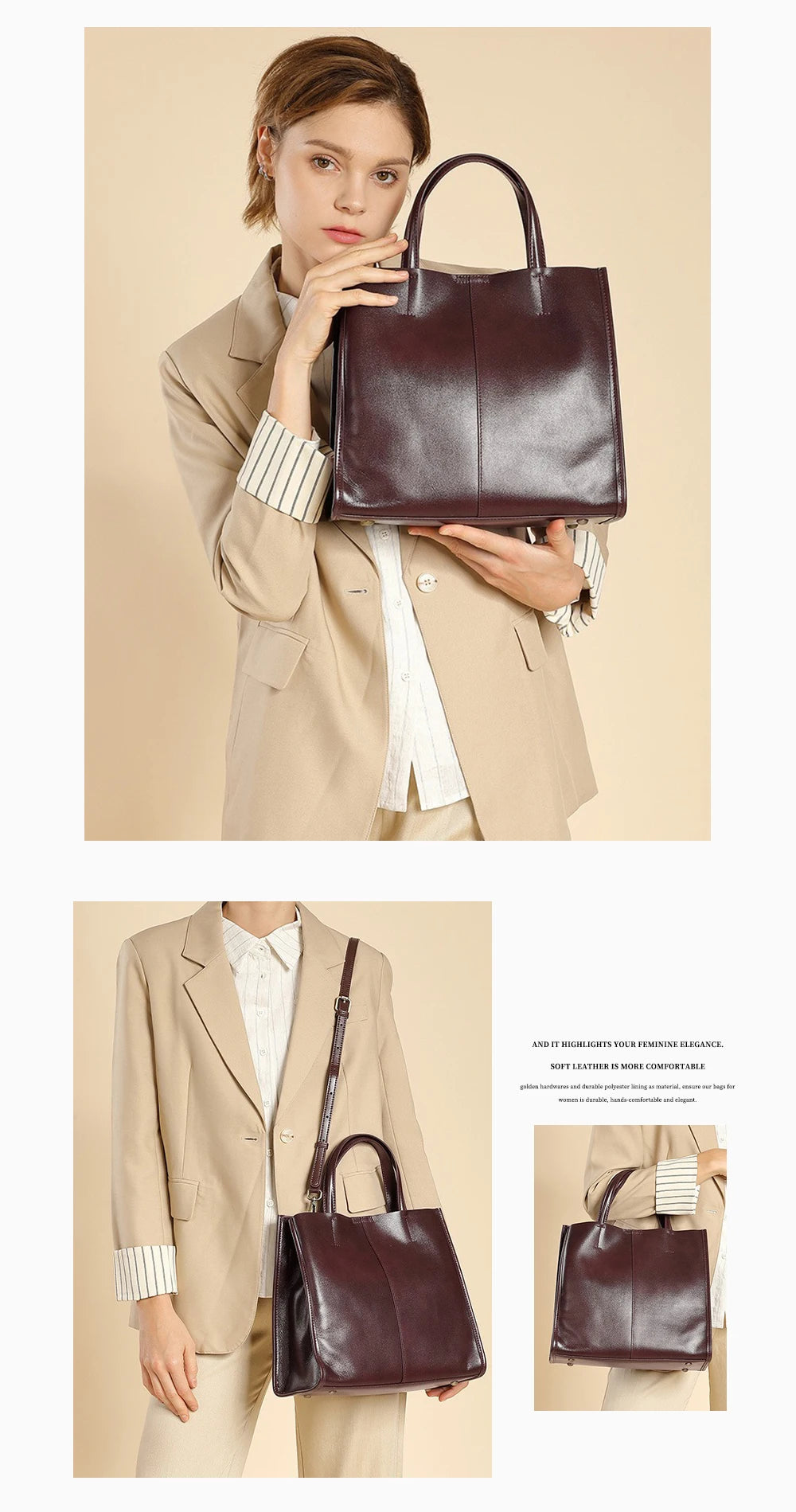 Genuine Leather New Simple Shoulder Bag Large Capacity Shopper Luxury Casual