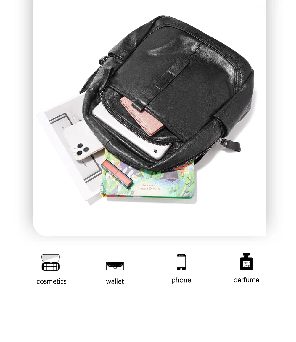 Women's 100% Genuine Leather Backpack Large Capacity for Commute