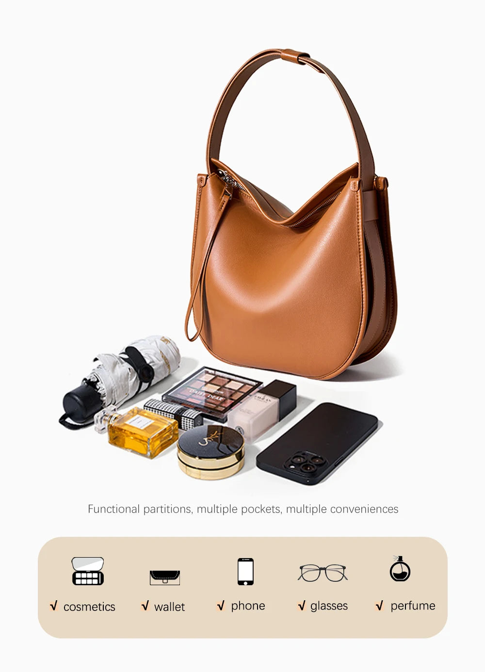 Women's Simple Fashion Designer Messenger Bag Genuine Leather Shoulder