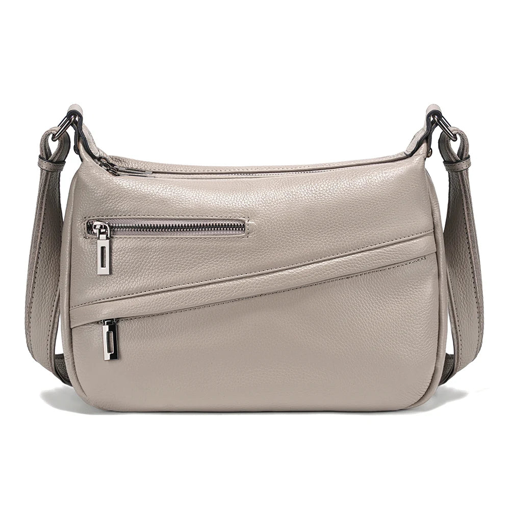 Genuine Leather Shoulder Bag Large Capacity Bucket Handbag Simple Stylish Messenger