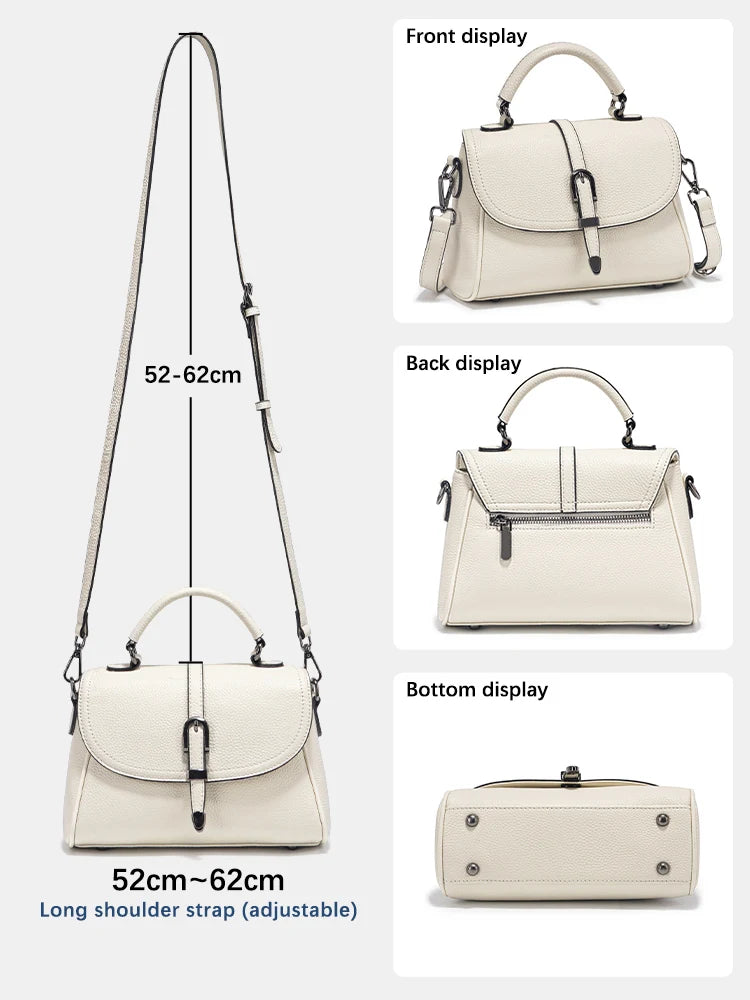 Women's Genuine Leather Top-Handle Bag Simple Fashion Design Luxury Shoulder Crossbody Small Handbag