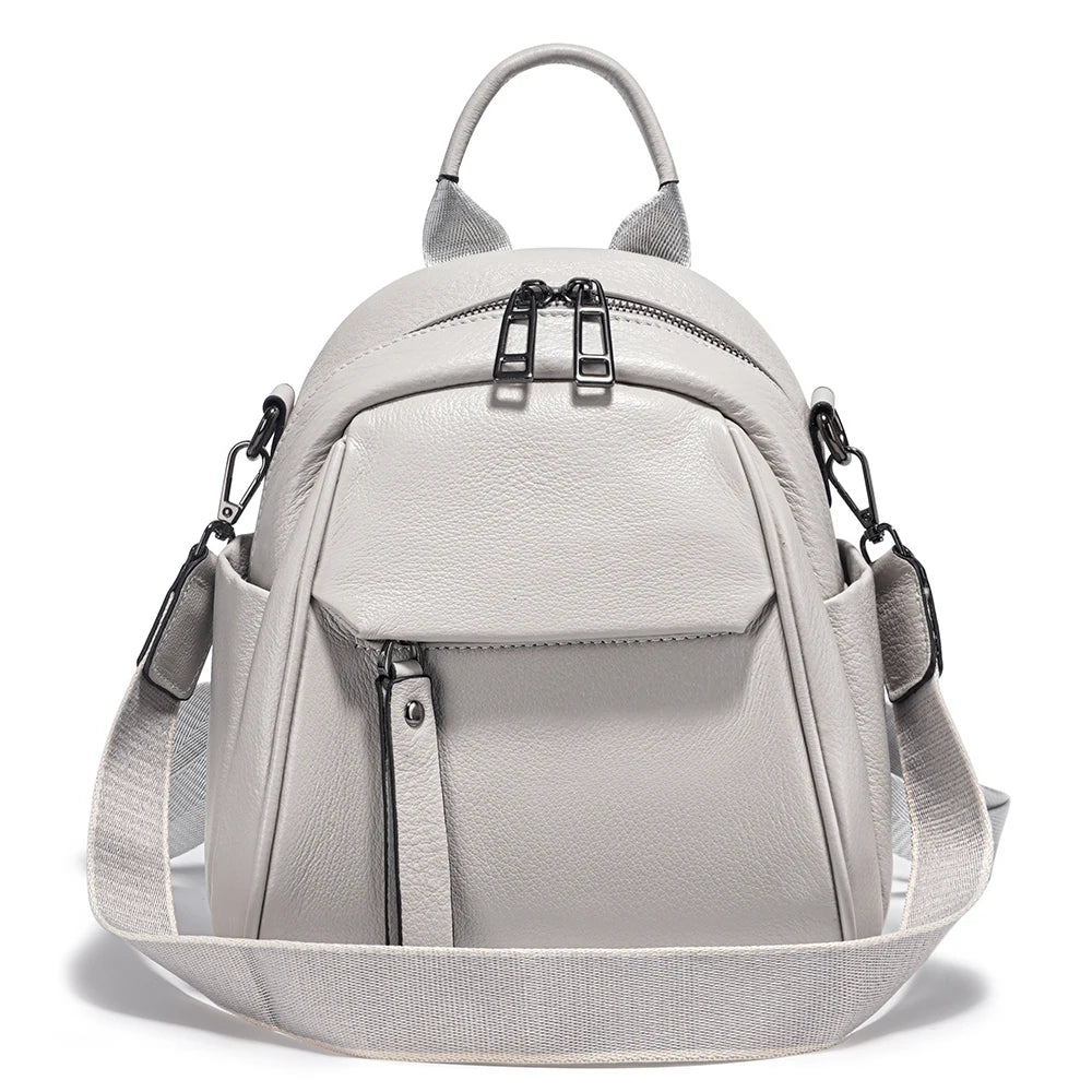 Soft Genuine Leather Women Small Backpack Purse Stylish Travel Rucksack