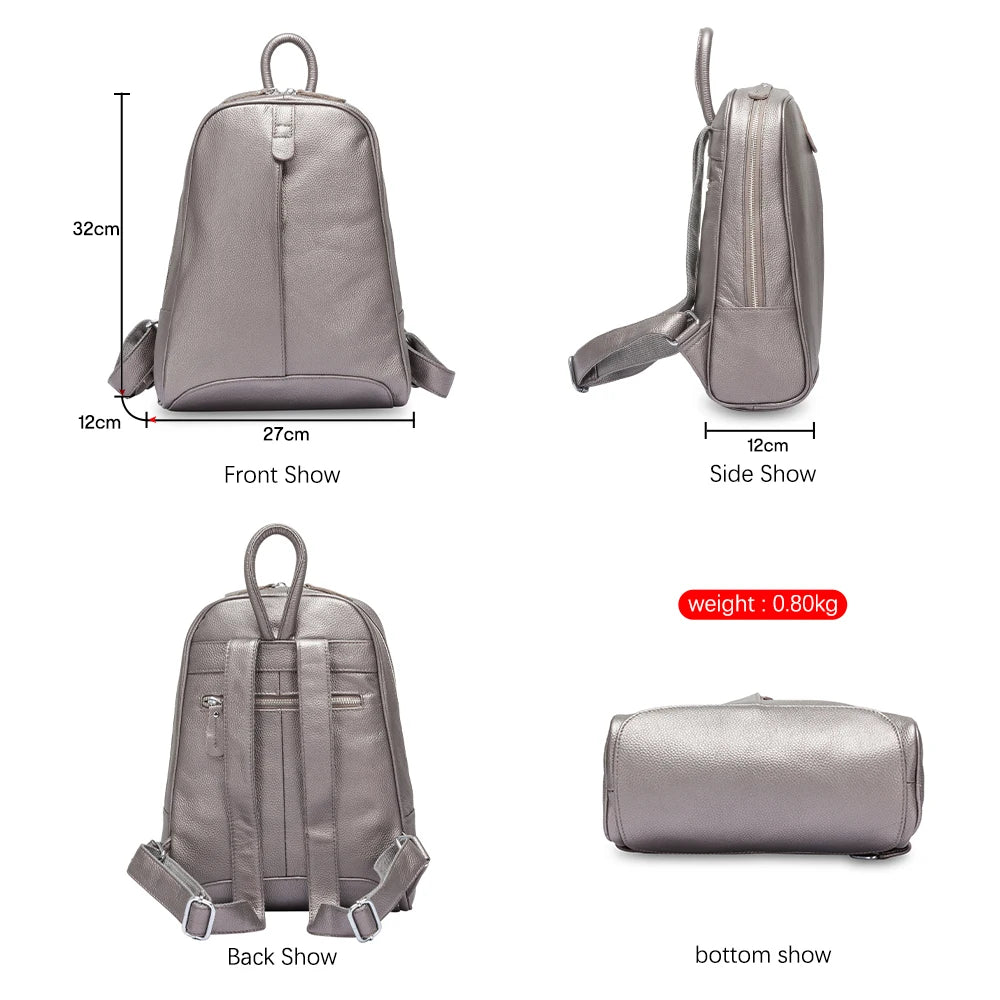 100% Soft Genuine Leather Fashion Women Backpack Casual