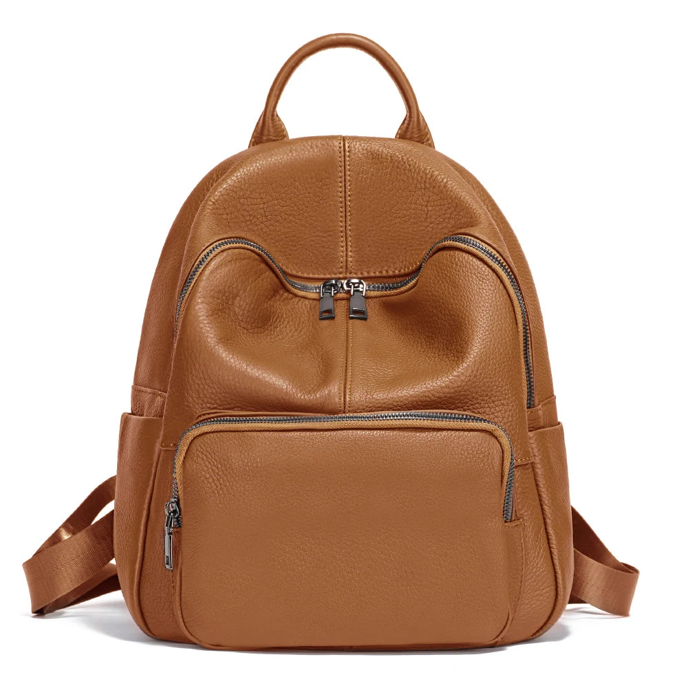 Women Backpack 100% Genuine Leather Ladies Large Capacity Travel Bags
