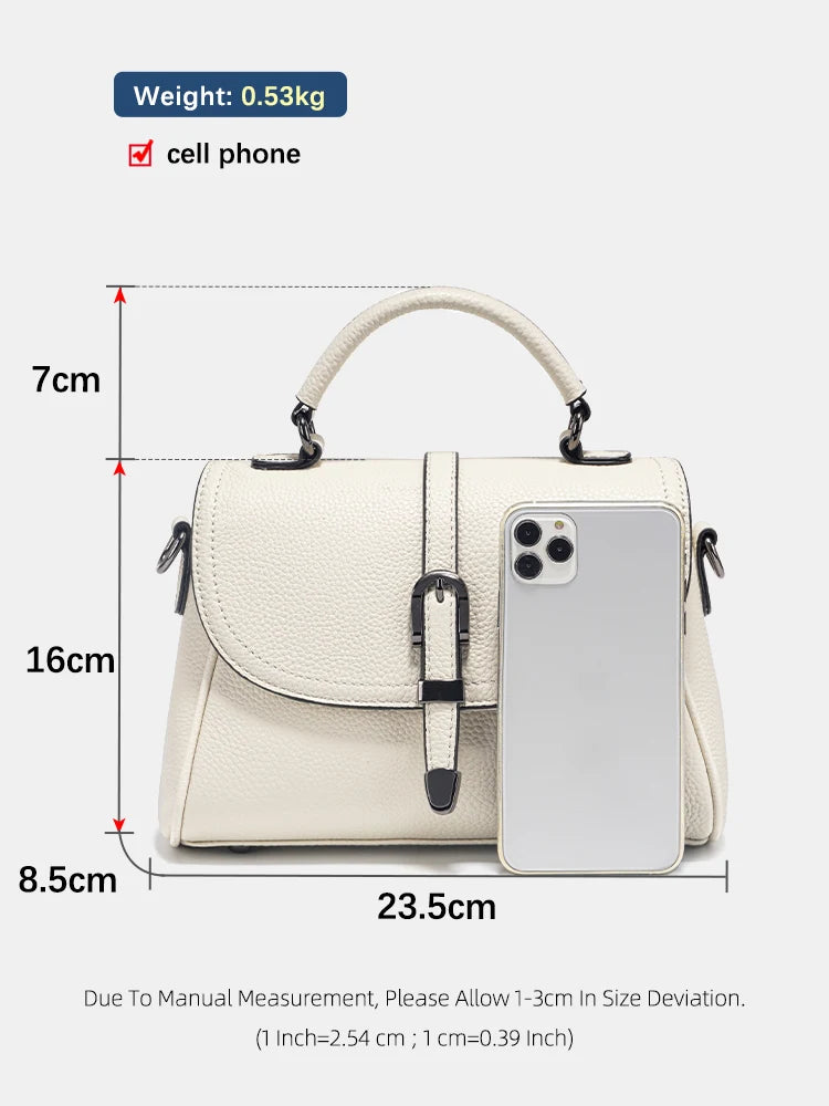 Women's Genuine Leather Top-Handle Bag Simple Fashion Design Luxury Shoulder Crossbody Small Handbag