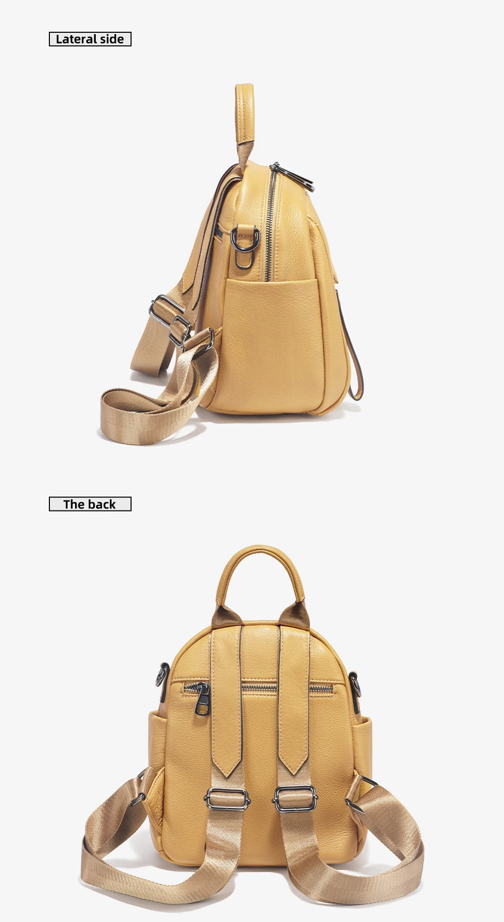 Soft Genuine Leather Women Small Backpack Purse Stylish Travel Rucksack